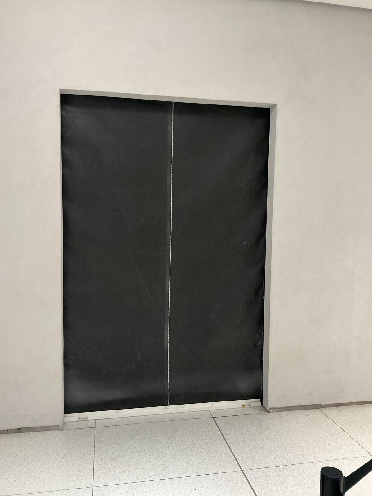 Fire curtain closed across an internal opening