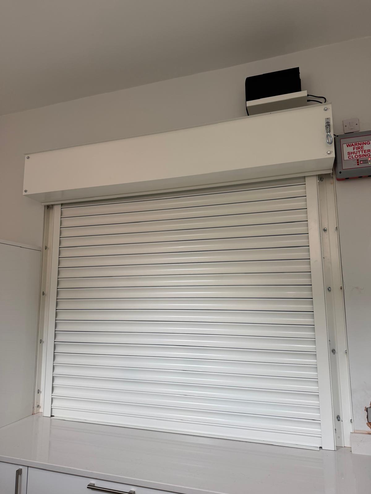 Roller shutter part open, seen from inside
