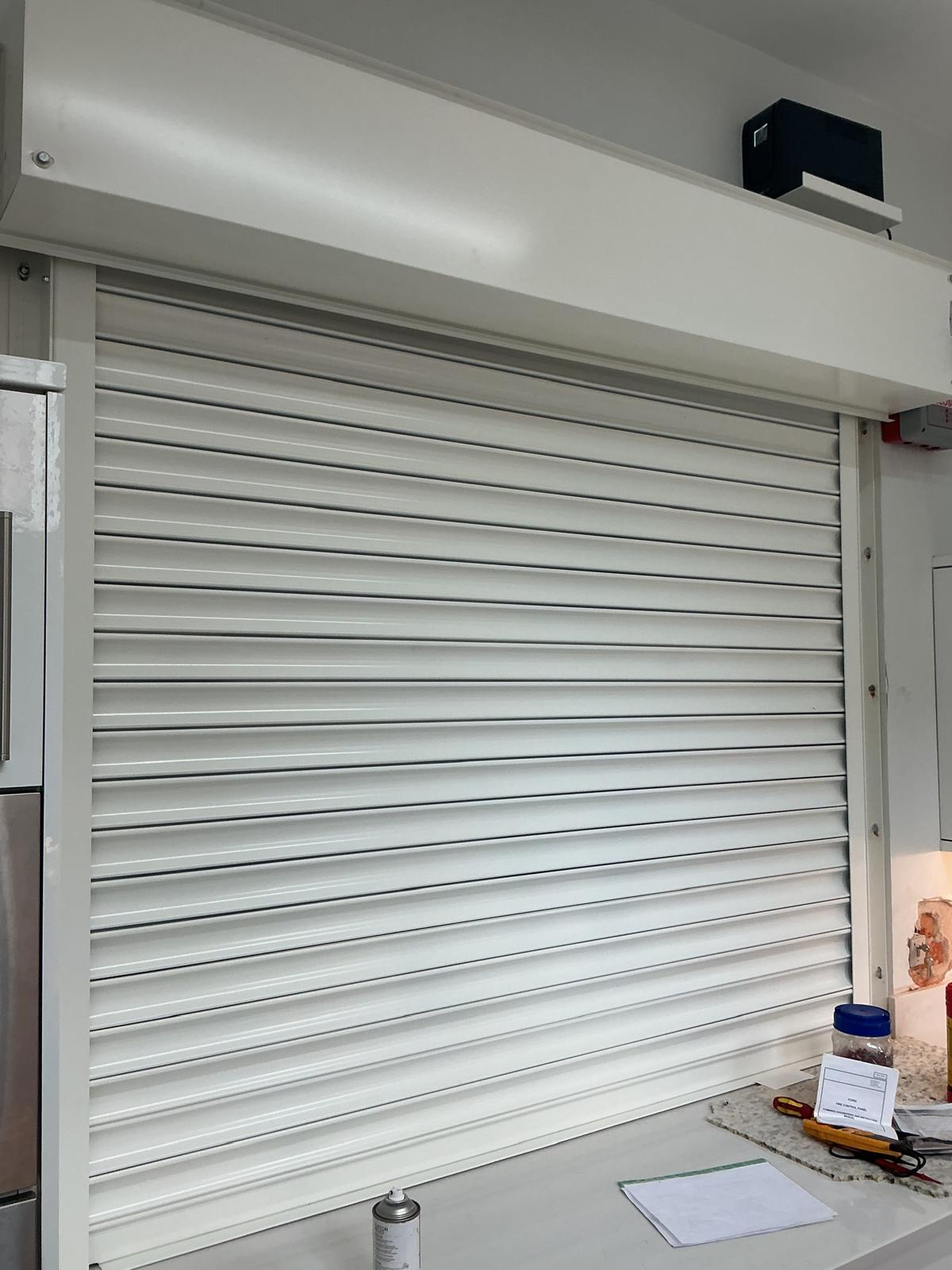Roller shutter closed on a commercial unit