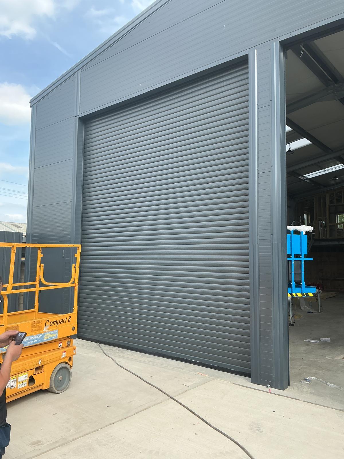 Large shutter seen from inside a warehouse unit